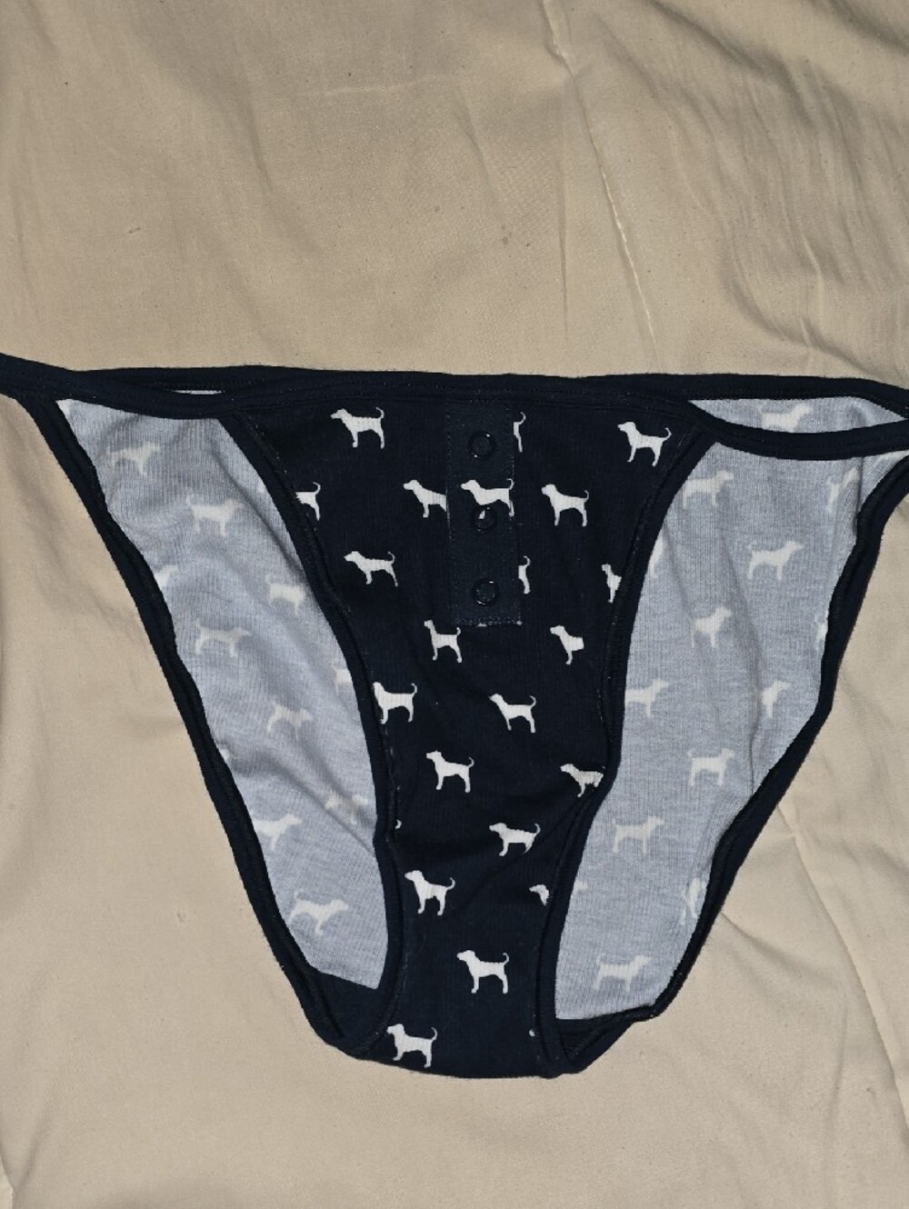 Womens' Pink, Navy Blue & Maroon Dog-Print Cotton Briefs - 3 Pack - Picture 4 of 7